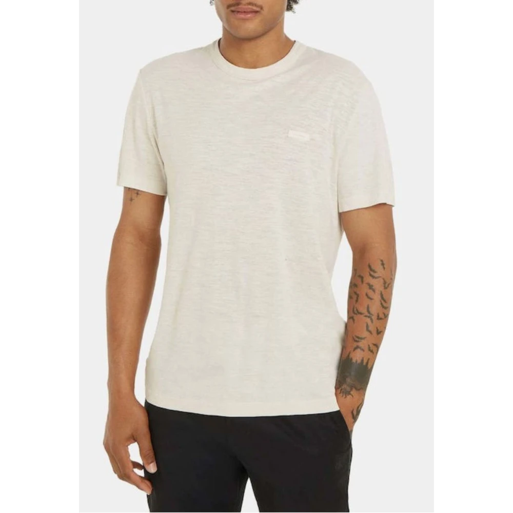 Calvin Klein Katoen Linnen Heren T-Shirt Beige Heren