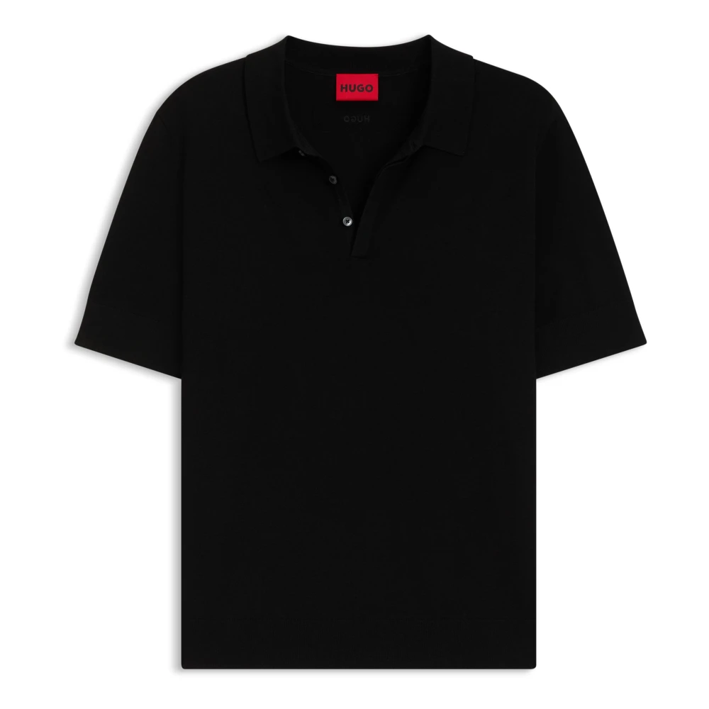 Hugo Men's Black Polo Shirts, Xl, San Peter-Cv Knit Polo