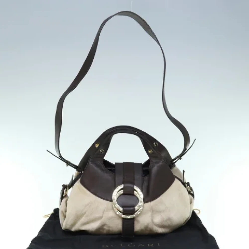 Bvlgari Vintage Pre-owned Canvas handbags Beige Dames