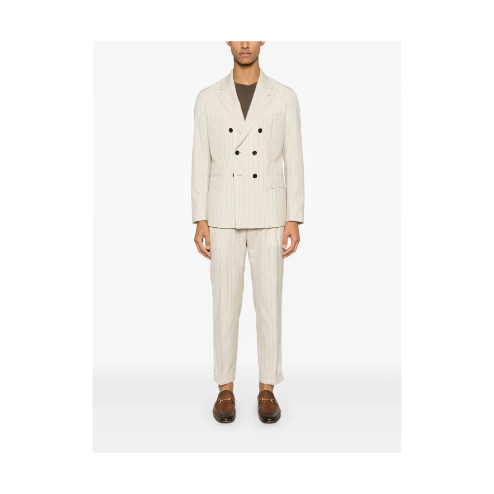 Reveres 1949 Beige Double-Breasted Pak met Achtersplitten Beige Heren