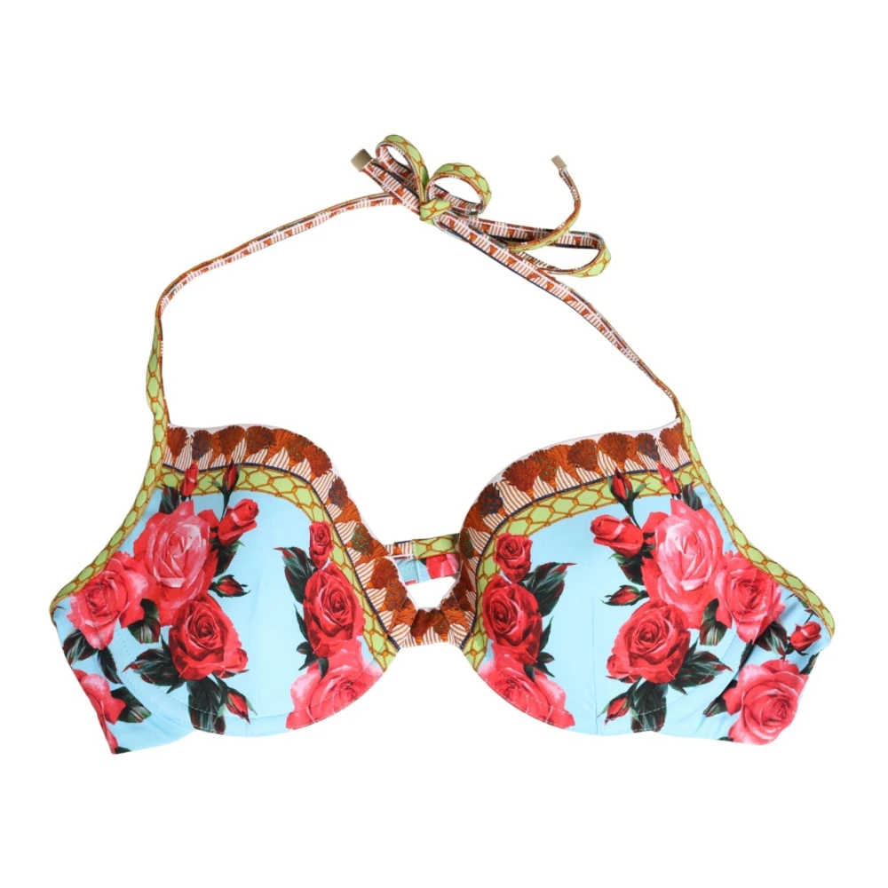 Dolce & Gabbana Floral Print Halter Bikini Top - Female - Bikinis - Multicolor - L - Swimwear