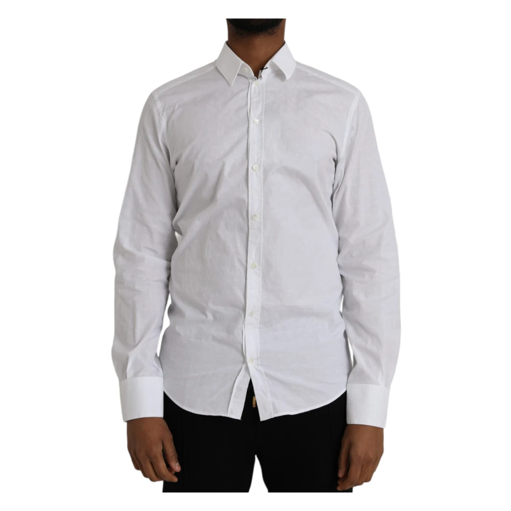 Dolce & Gabbana Wit Katoenen Shirt Gold Model White Heren