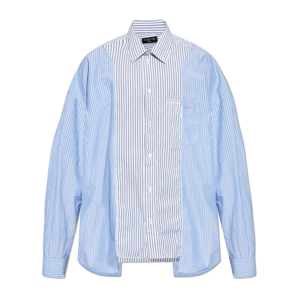Balenciaga Wit Marineblauw Gepatcht Overhemd Multicolor Heren