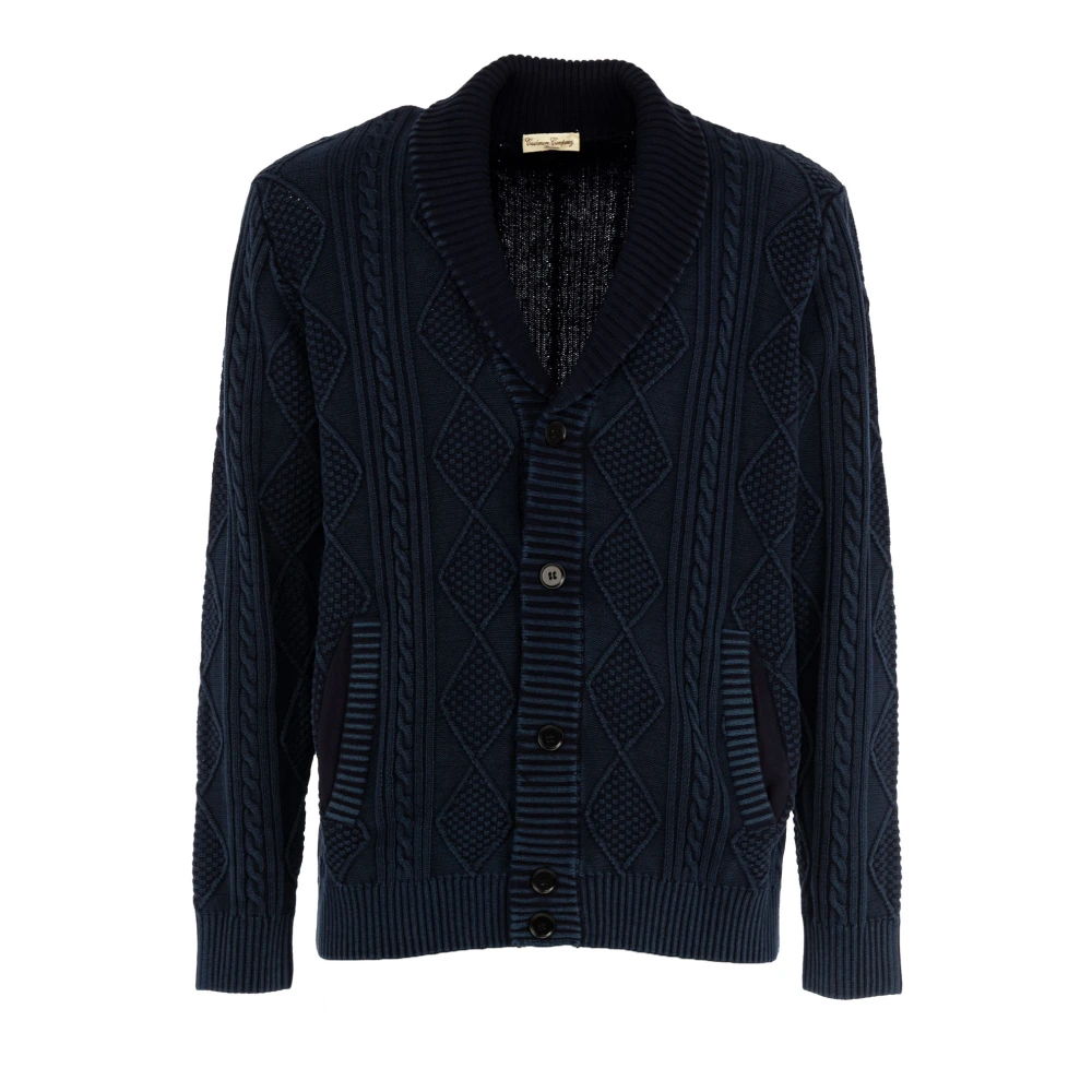 Cashmere Company Heren V-hals Cardigan Sweater Blue Heren