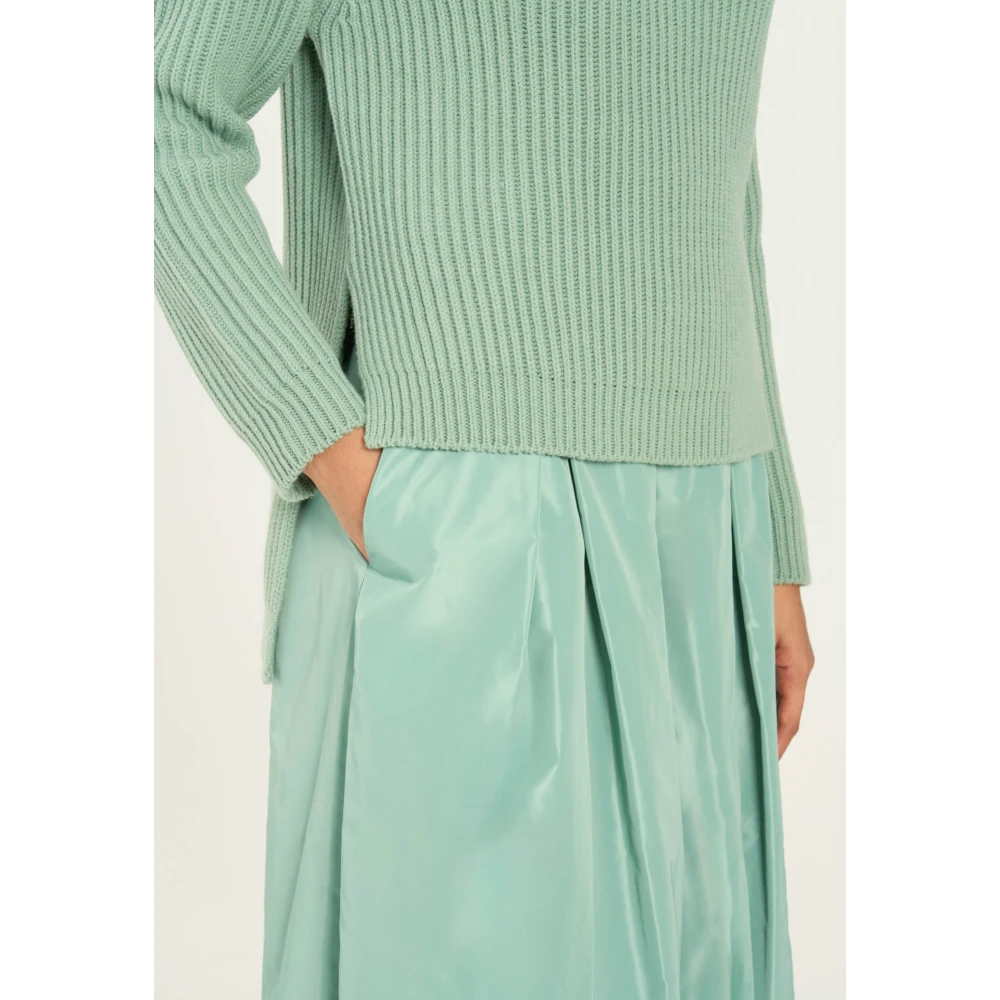 Vicario Cinque Maxi rok in geheugen taffeta met plooien Green Dames