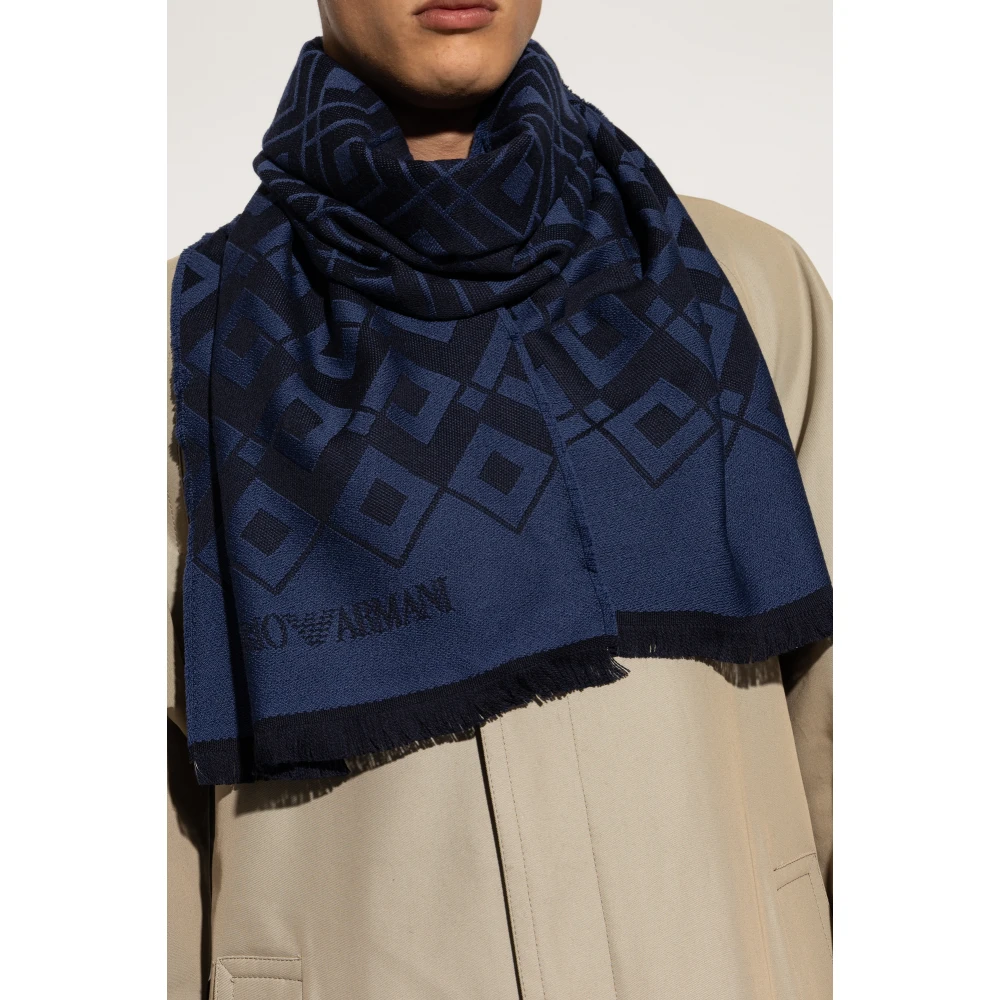 Emporio Armani Sjaal met decoratief patroon Blue Heren
