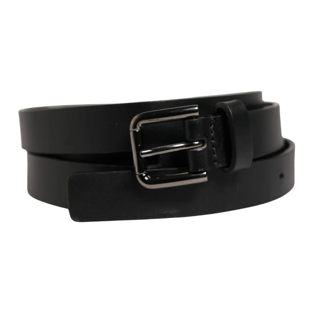 Dolce & Gabbana Men's Silver Double Strap Leather Buckle Belt