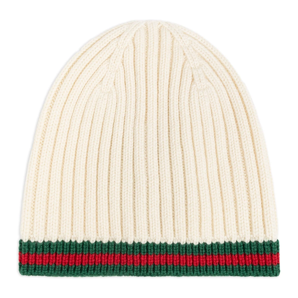 Gucci Barn Vit Stickad Webb Ull Mössa White, Unisex