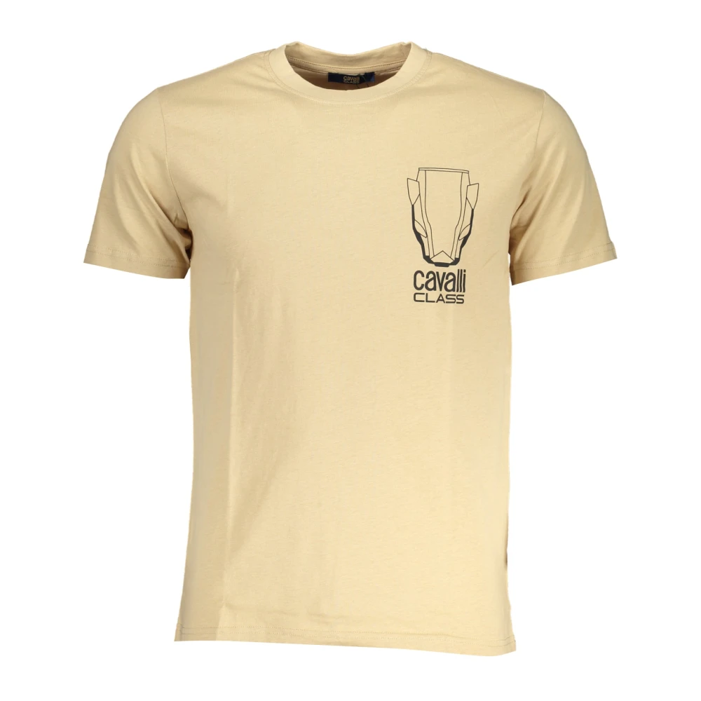 Cavalli Class Beige Katoenen Bedrukt Logo T-Shirt Beige Heren