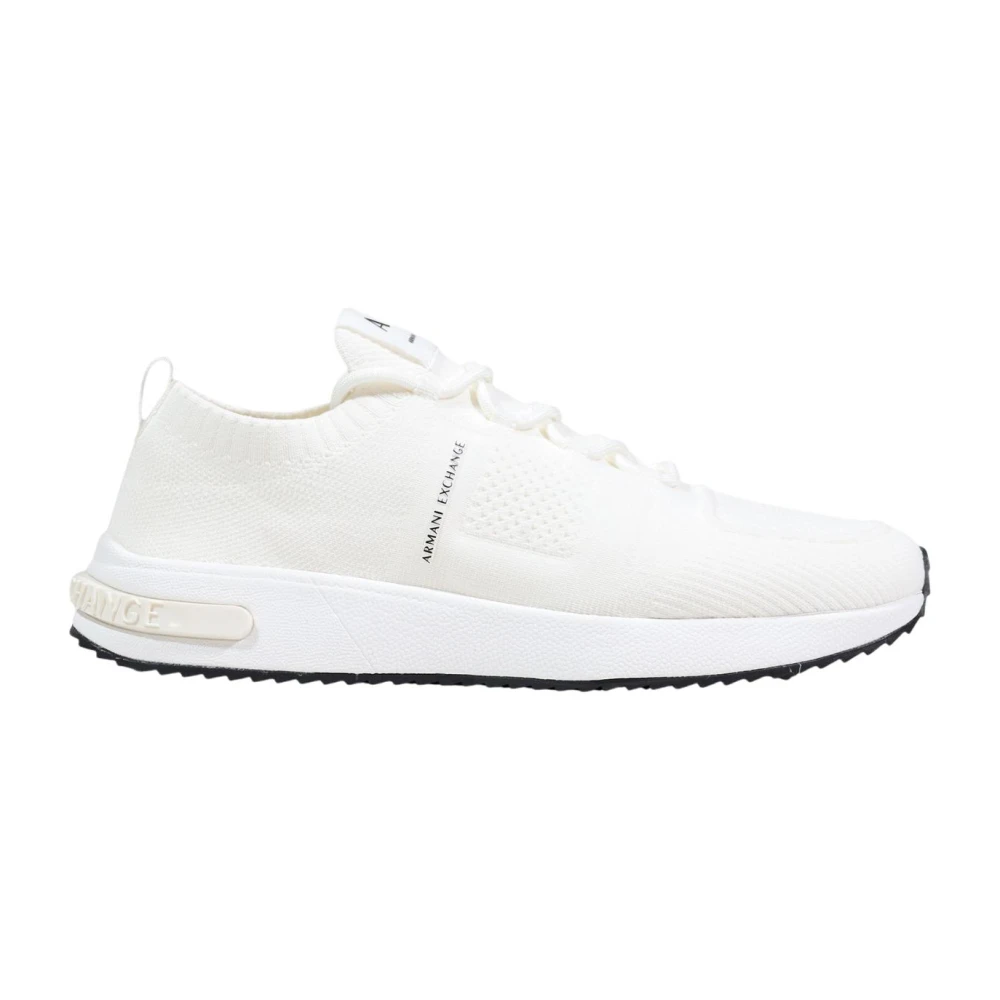 Armani Exchange Men's White Sneakers, 8 1/2 Uk, Knitted Technical Trainers