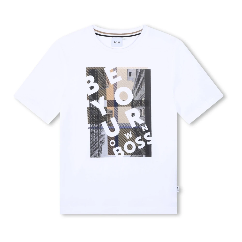 Hugo Boss Grafisk Bomull T-shirt för Barn White, Unisex