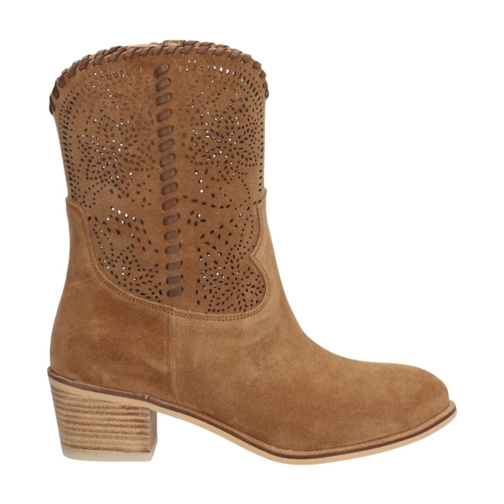 Alpe Kamel Mocka Cowgirl Boot med Gummisula Brown, Dam