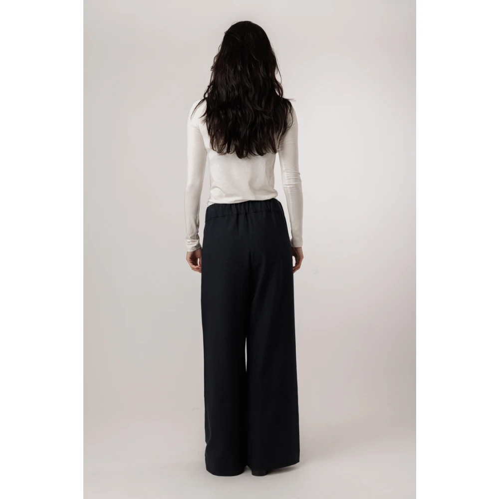 By-Bar Gestreepte Wijde Broek Donkerblauw Blue Dames