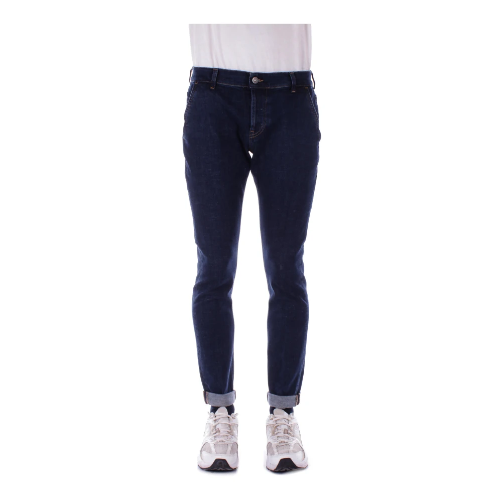 Dondup Slim Fit Denim Jeans met Logo Blue Heren