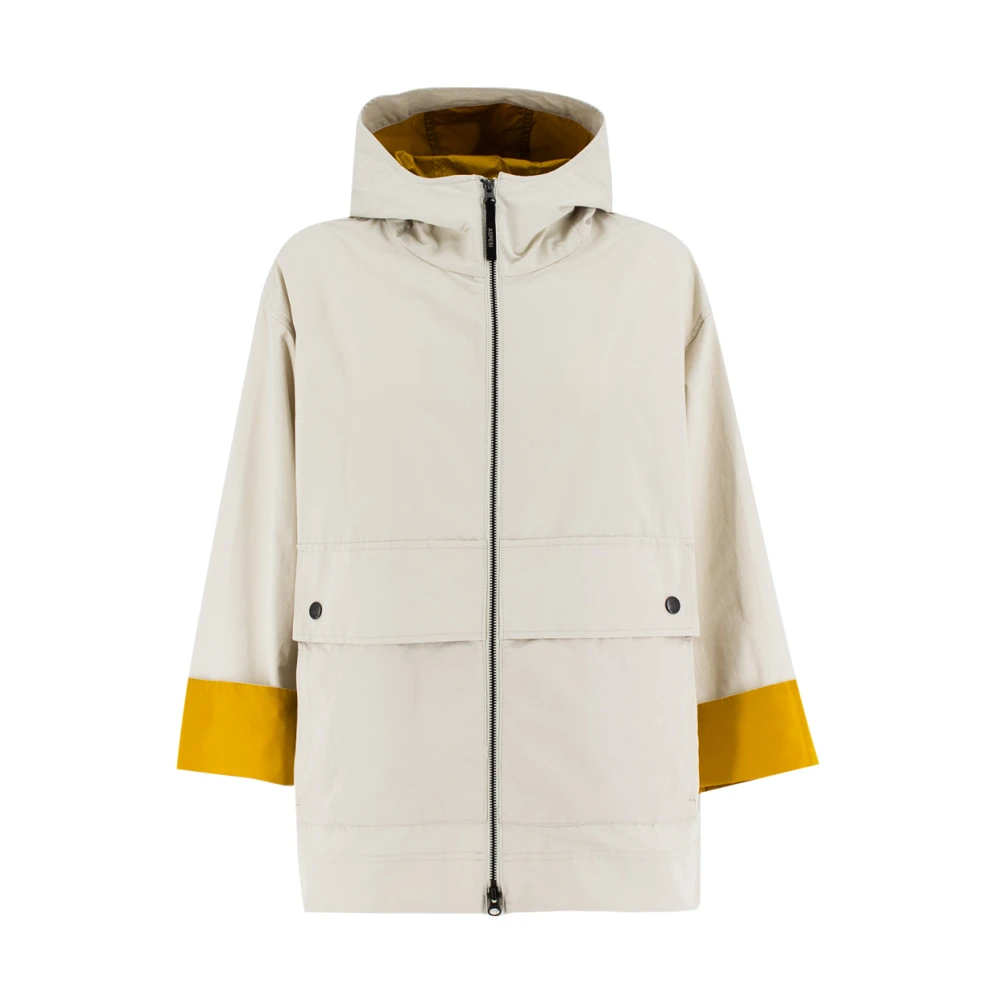 Aspesi Compact Canvas Jas met Contrasterende Voering White Dames