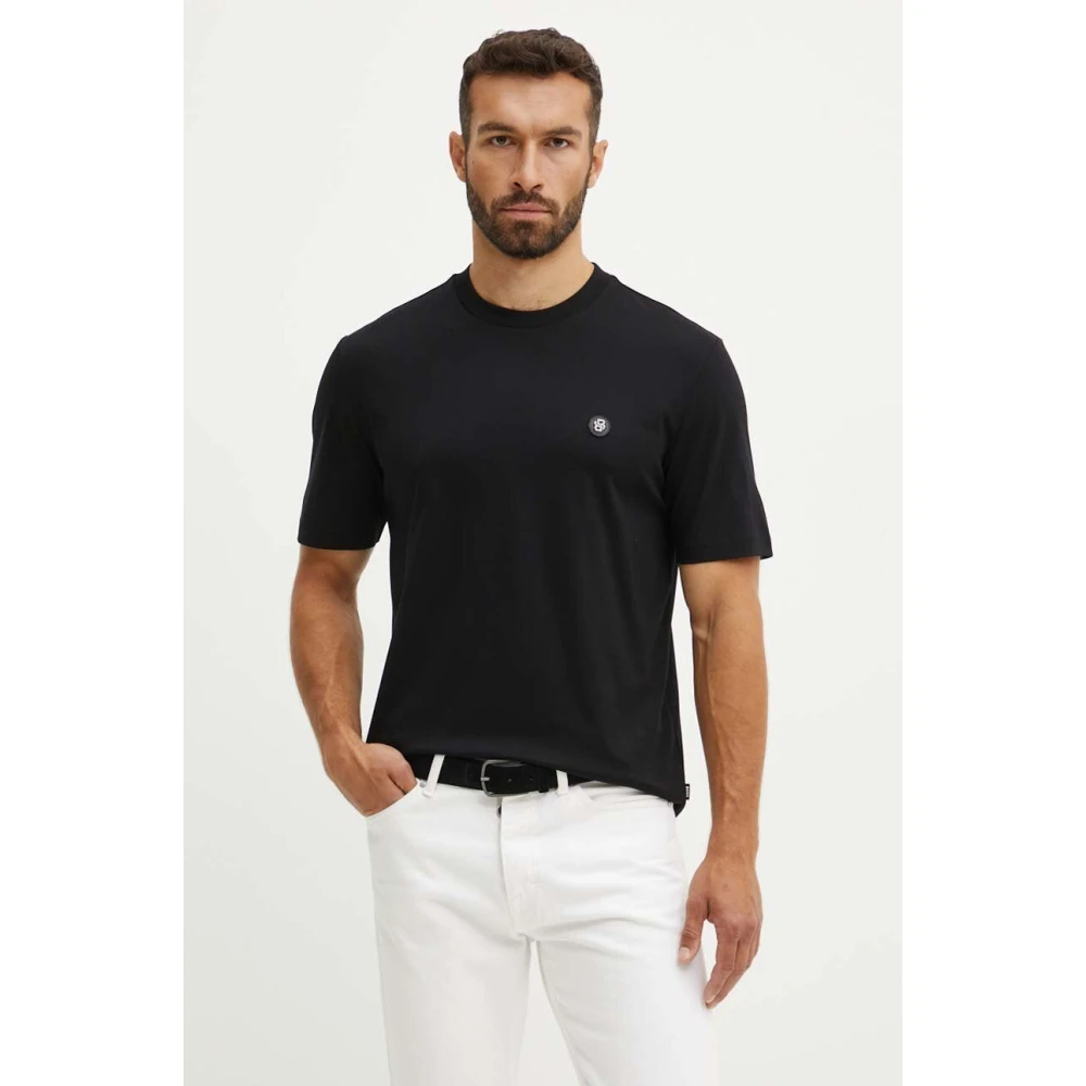 Boss Metallic Logo T-shirt Black Heren