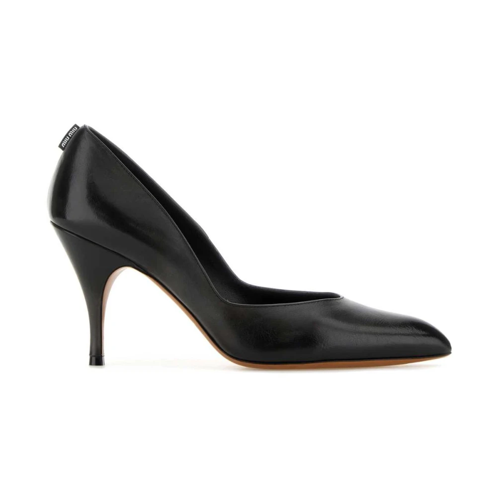 Miu Miu Vrouw Zwart Leren Pumps Met Puntneus