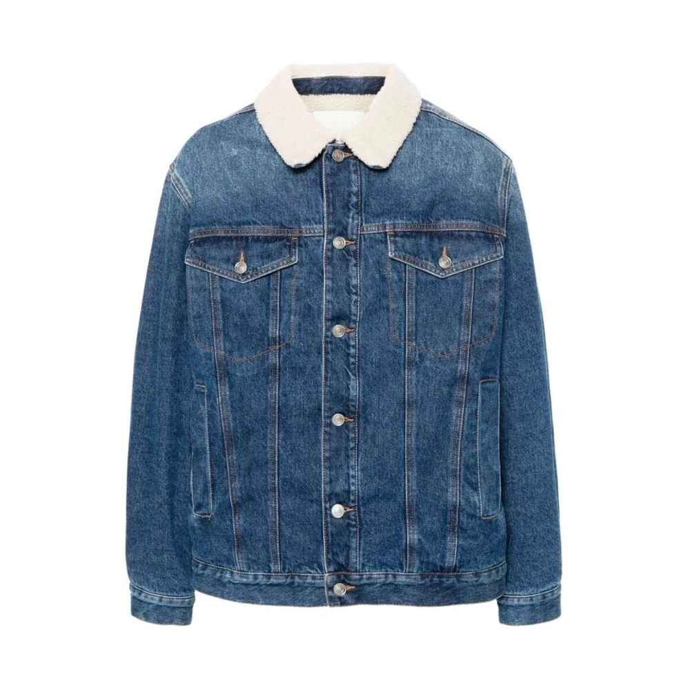 Isabel marant Denimjack met Faux-Shearling Kraag Blue Heren
