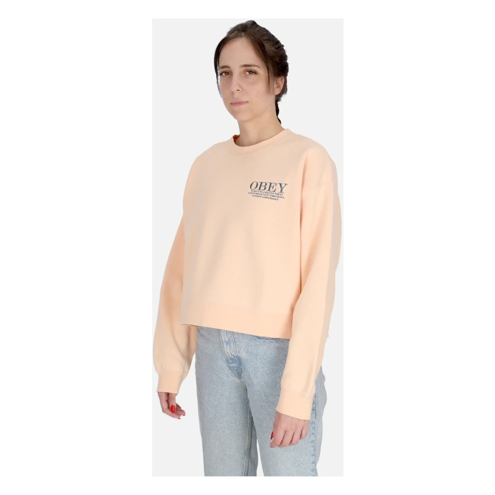 Obey Peach Parfait Crewneck Sweatshirt met Borduursel Pink Dames