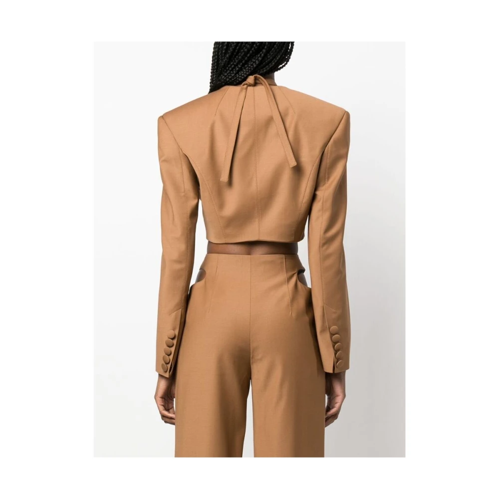 Aleksandre Akhalkatsishvili Geknipte Wol Wrap Blazer Brown Dames