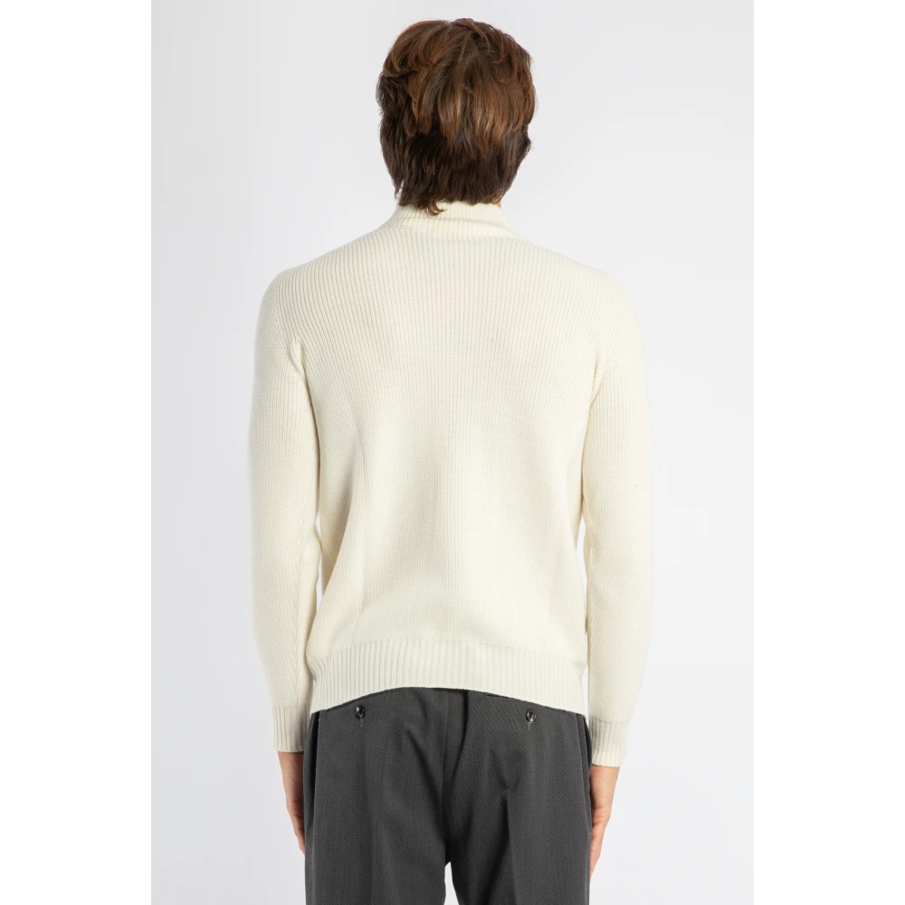 Gran Sasso Geribbelde wollen trui met rits Beige Heren