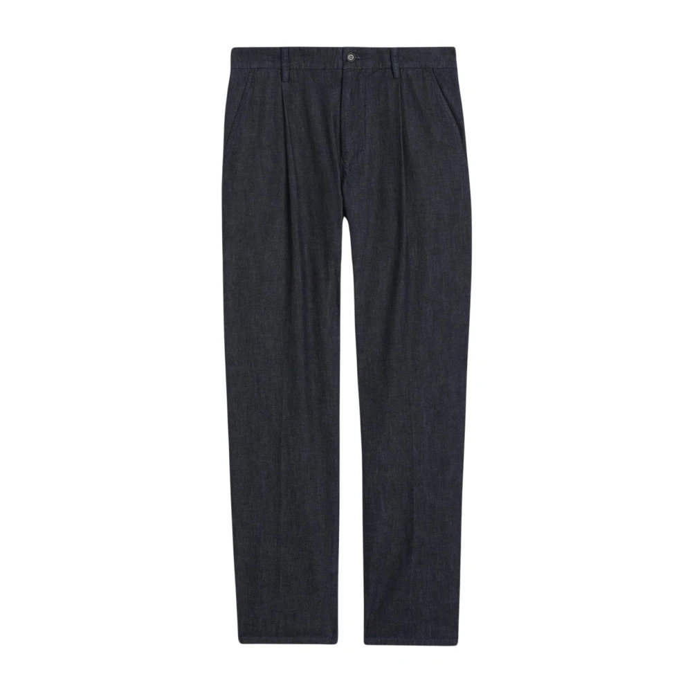 Aspesi Men's Blue Straight Trousers, Xl, Pantalone Mono Pince Denim Leggero