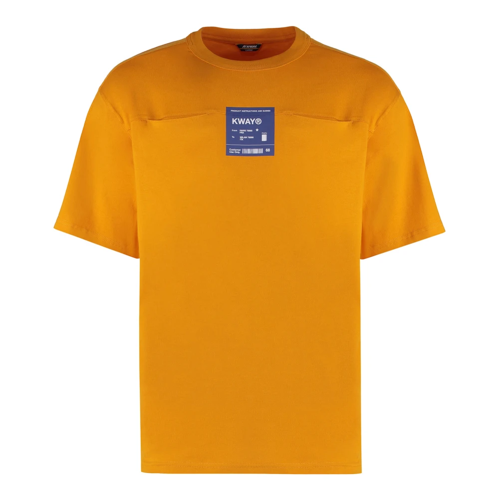 K-way Katoenen Crew-Neck T-shirt met Voorzak Orange Heren