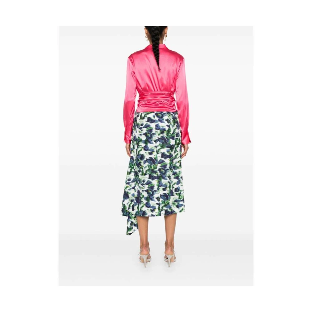 Mazzarelli Zijde Blend Wrap Shirt Pink Dames