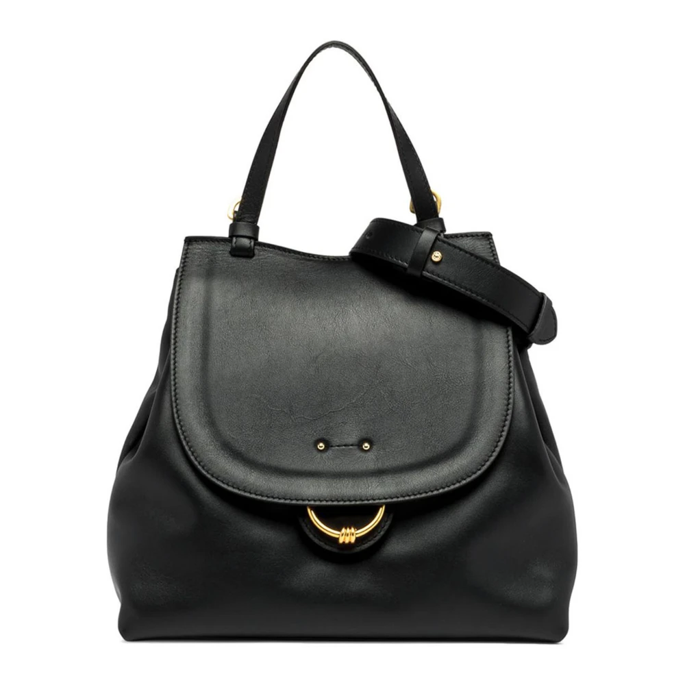 Gianni Chiarini Zwarte leren handtas met iconische knoop Black Dames