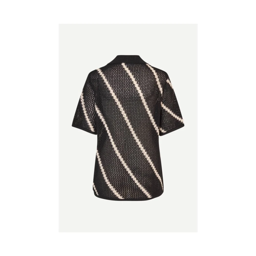 Samsøe Gestreept Oversized Gebreid Vest Black Dames