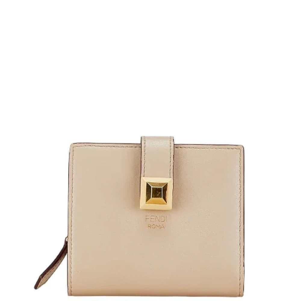 Fendi Vintage Pre-owned Leather wallets Beige Dames