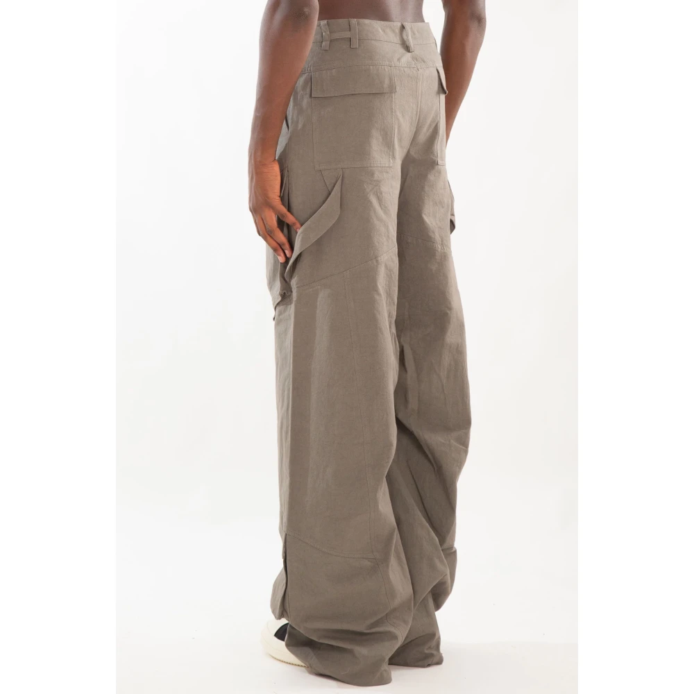 Heliot Emil Wijde Cargo Broek in Stoffig Groen Beige Heren