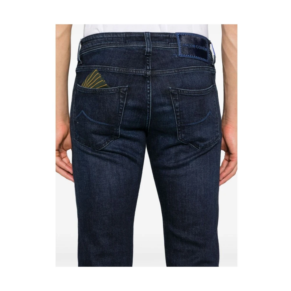 Jacob Cohën Indigo Blauwe Denim Straight Leg Jeans Blue Heren