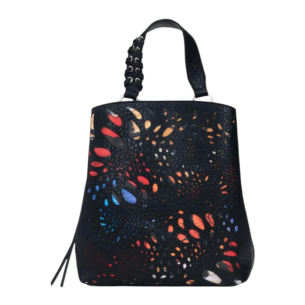 Desigual - Mini Rucksack Aus Perforiertem Kunstleder - Bags - Damen - Schwarzk - One Size - Bild 5