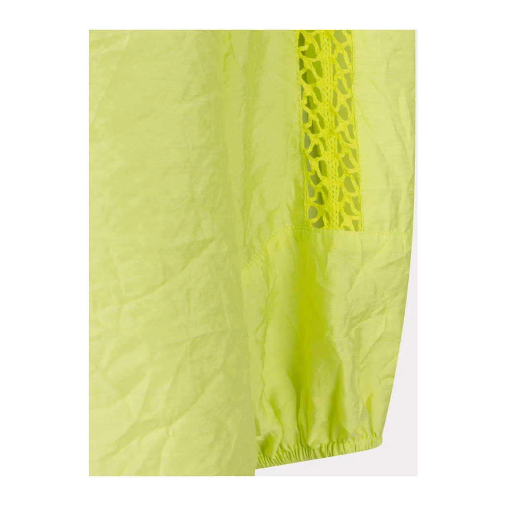 Esqualo blouse crinkle lace tape Sp24.15015 210 lime Green Heren