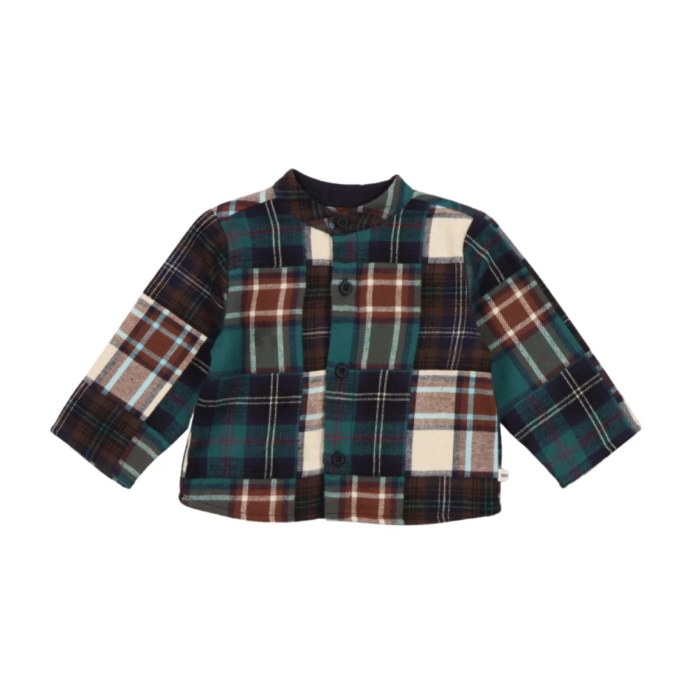 The New Society Teal Madras Patchwork Baby Skjorta Multicolor, Unisex