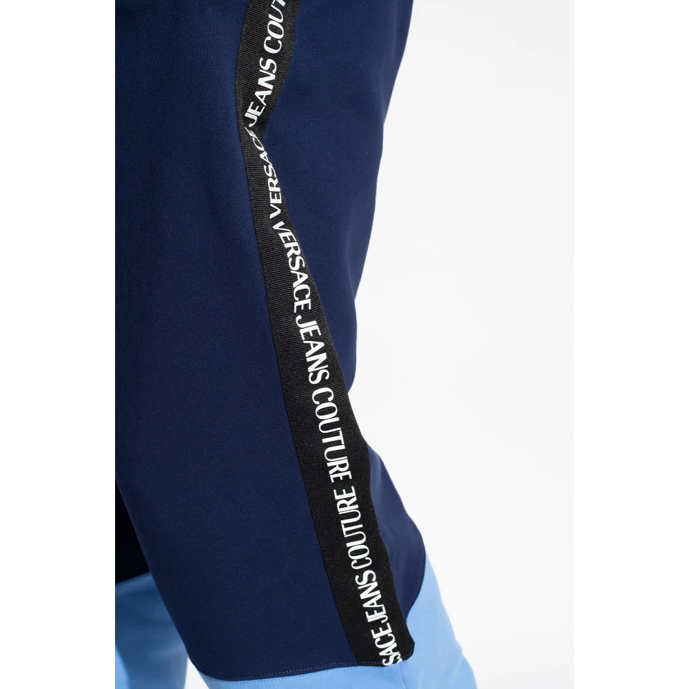 Versace Jeans Couture Trainingsbroek met merkstrepen aan de zijkant Blue Heren