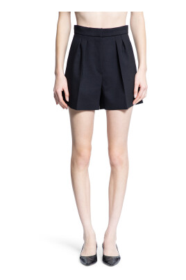 high-waisted-black-wool-shorts