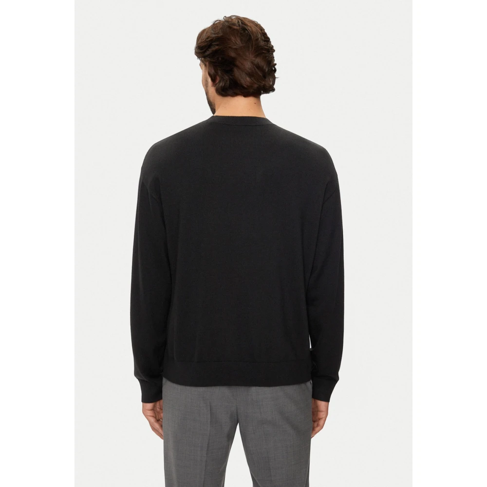 Armani Exchange Zwarte Trui Ronde Hals Lange Mouw Black Heren