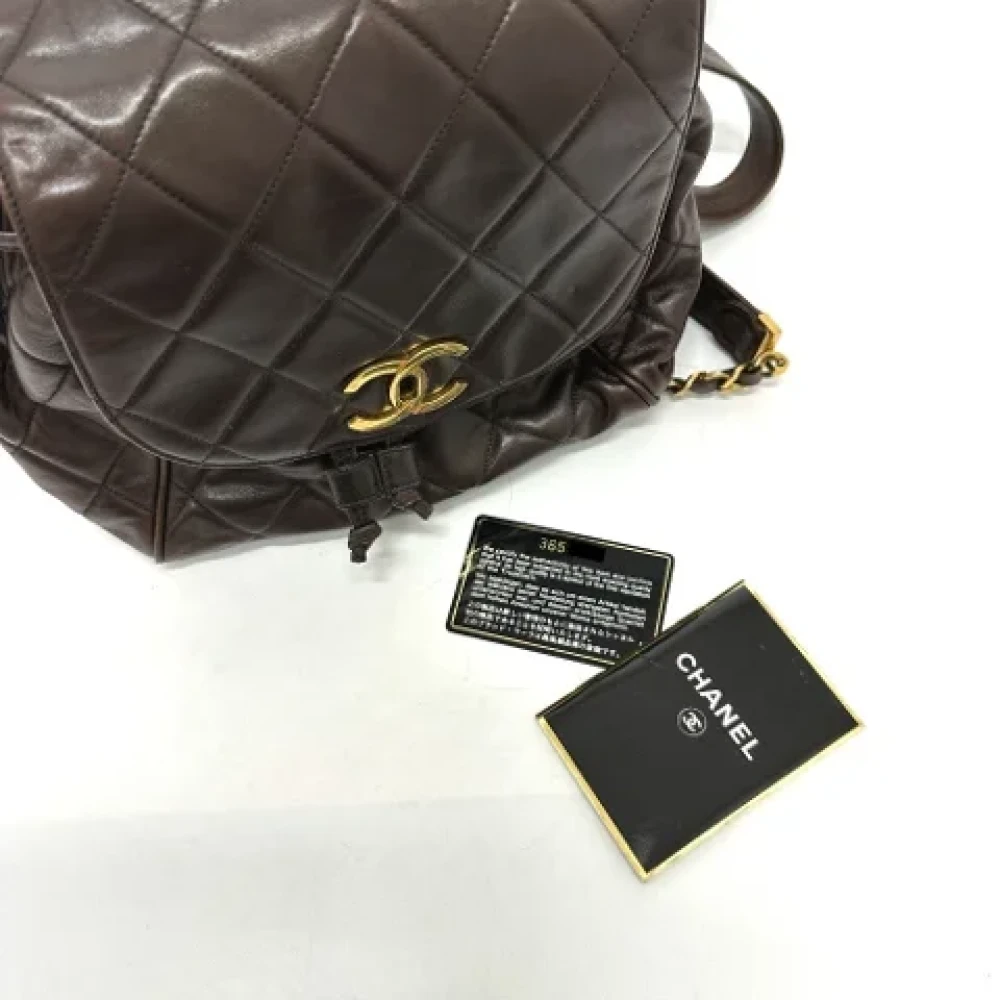Chanel Vintage Pre-owned Leather backpacks Brown Dames