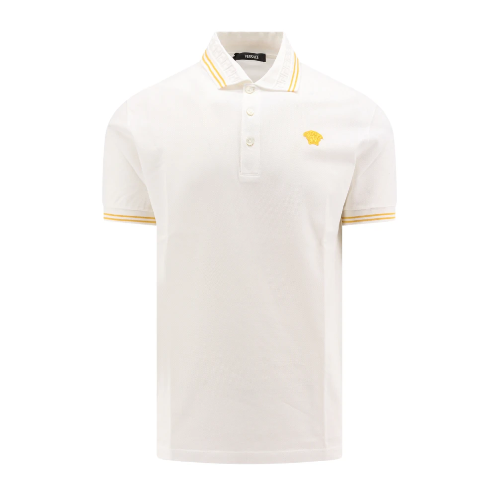 Versace Iconische Medusa Katoenen Poloshirt White Heren