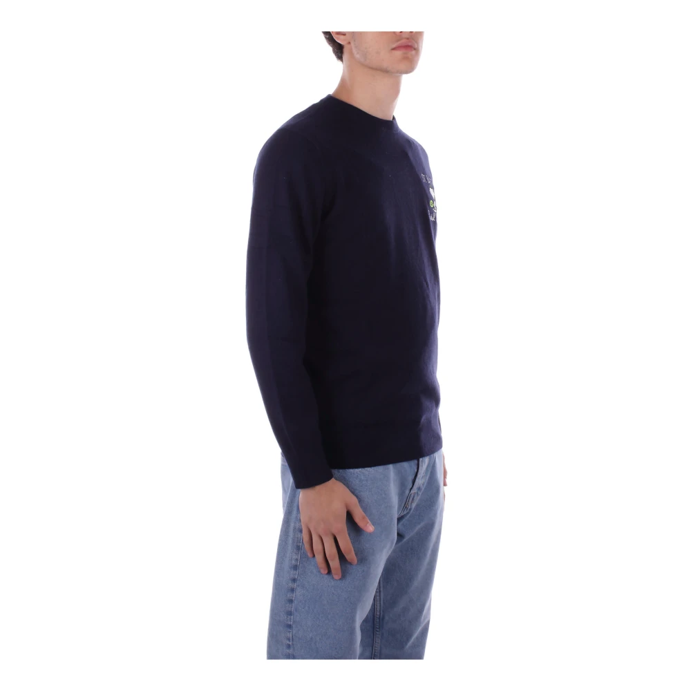 Saint Barth Logo Front Sweaters Blue Heren