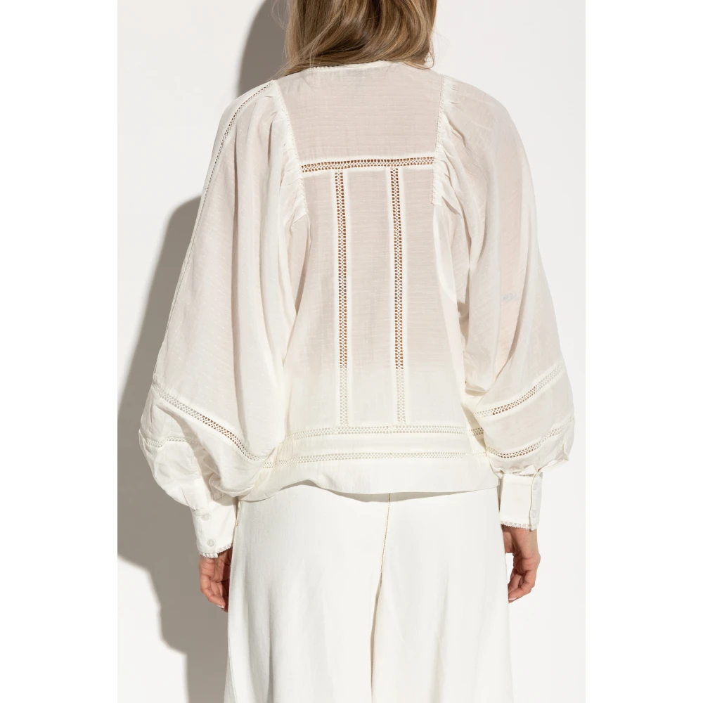 Munthe Top met ballonmouwen Finetta Beige Dames