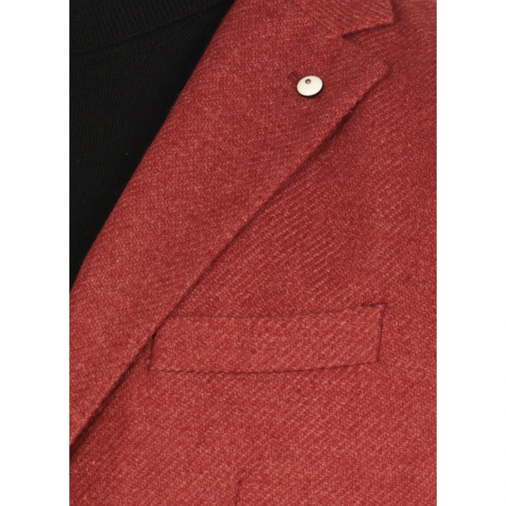Lubiam Rode Wol Peak Revers Jas Red Heren