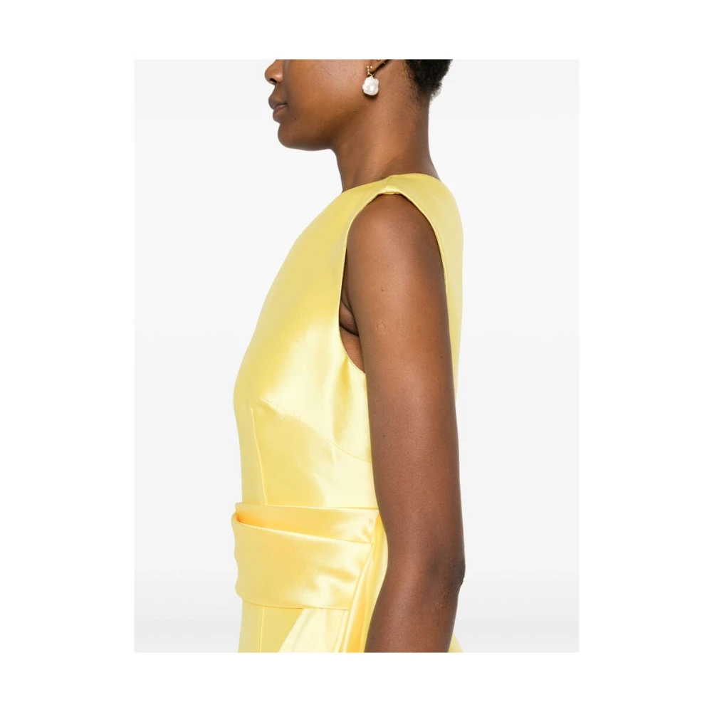 Solace London Gele Satijnen One-Shoulder Jurk Yellow Dames