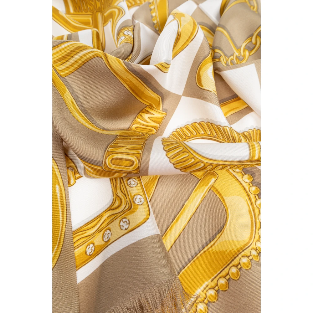 Moschino Zijden sjaal met print Yellow Unisex