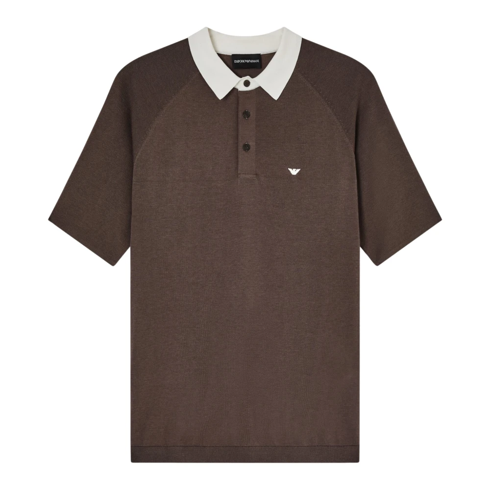 Emporio Armani Herr Brun Toppar S, Bomull, Mag Pikétröja Med Krage