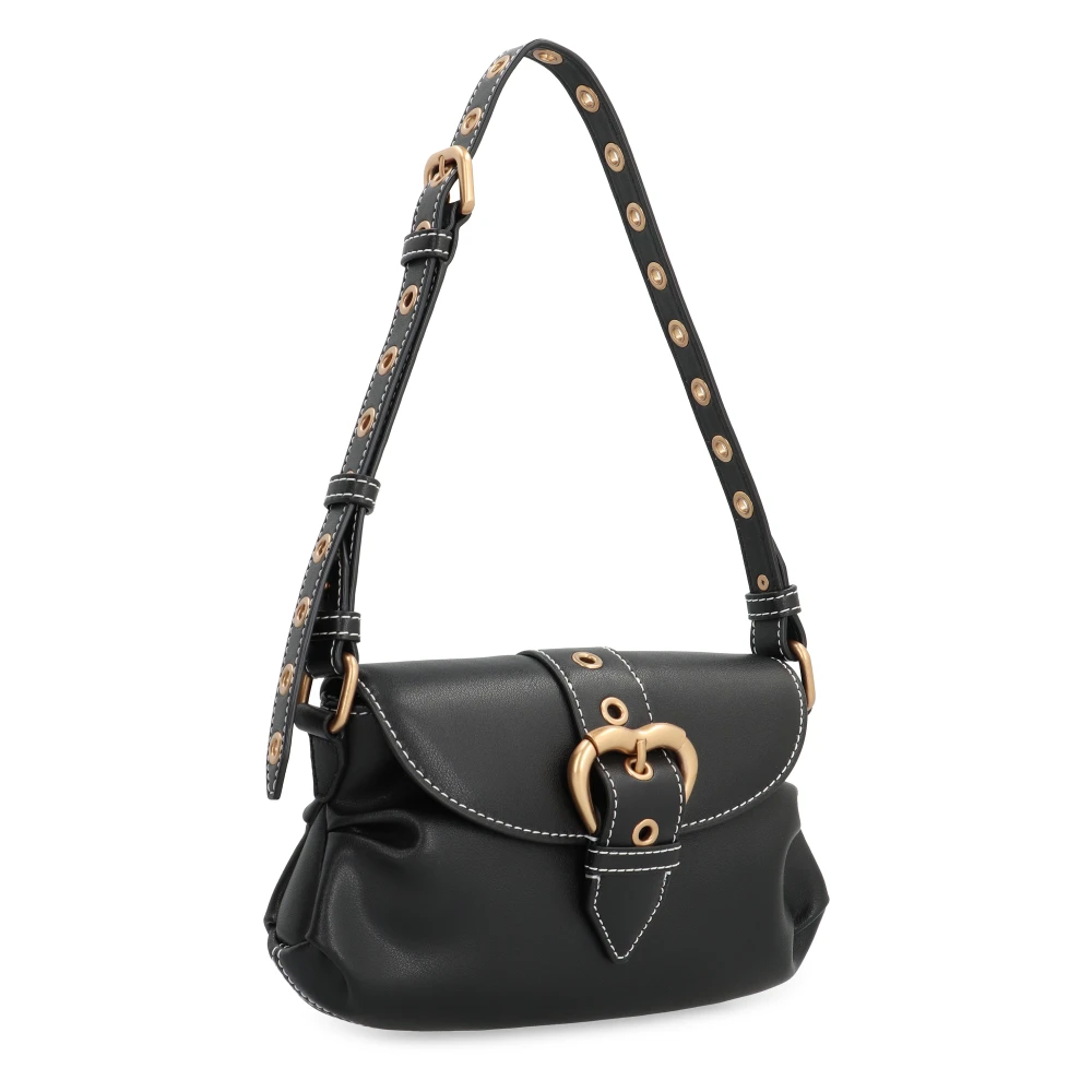 pinko Stijlvolle Leren Schoudertas Black Dames
