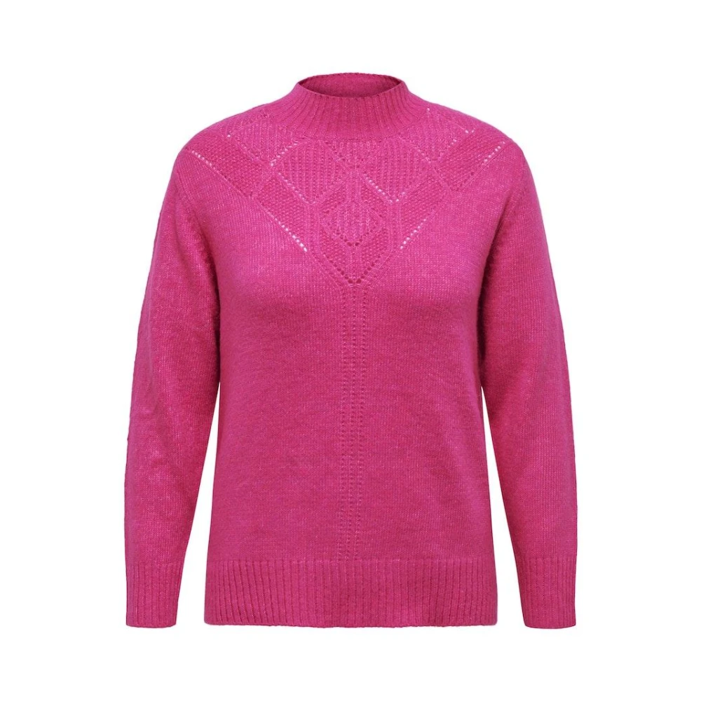 Only Carmakoma Carallie Life LS Highneck Trui Pink Dames