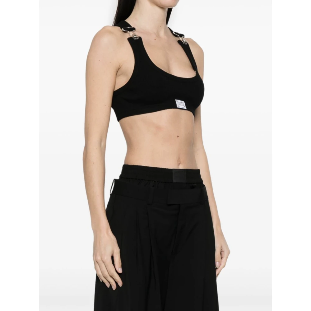 Jean Paul Gaultier Zwarte Crop Tank Top met Overall Clip Black Dames